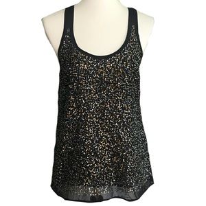 Halogen NWOT Black Sleeveless Sequin Chiffon Top
